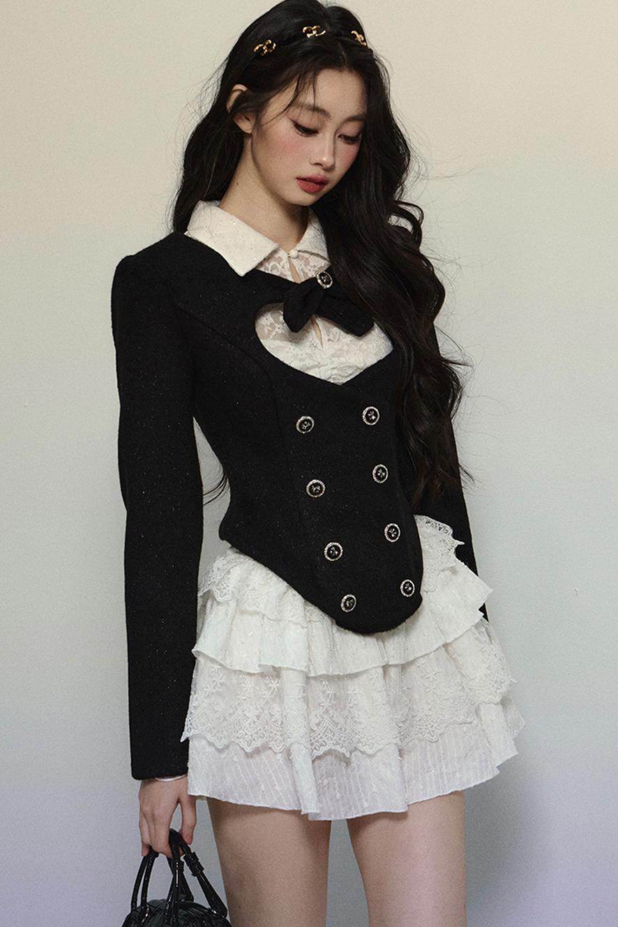 White Lace Fitted Short Dress - My Store