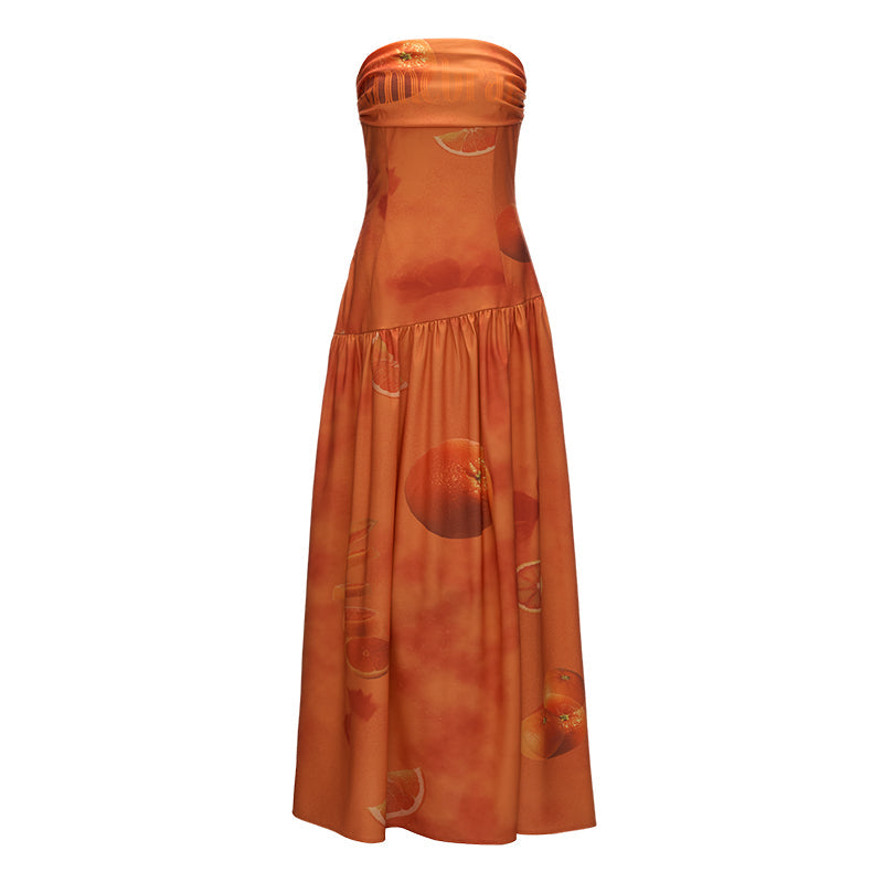 Orange Strapless Dress