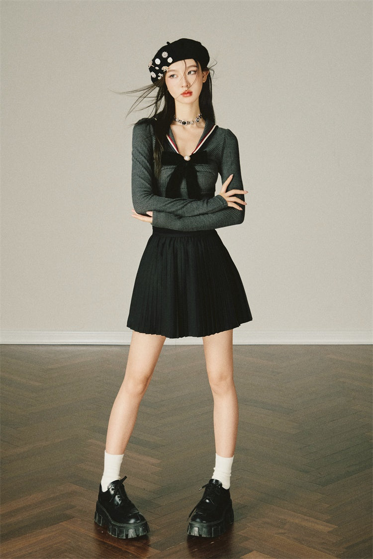 Bowknot Long Sleeve Top