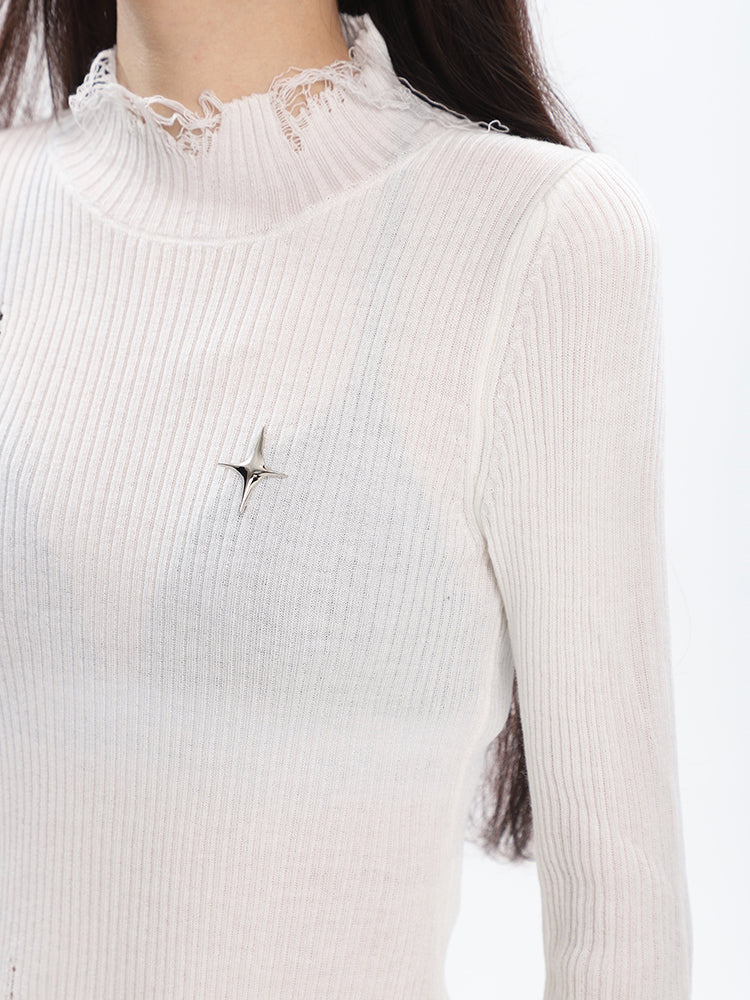 klia Star Distressed Long Sleeve Top