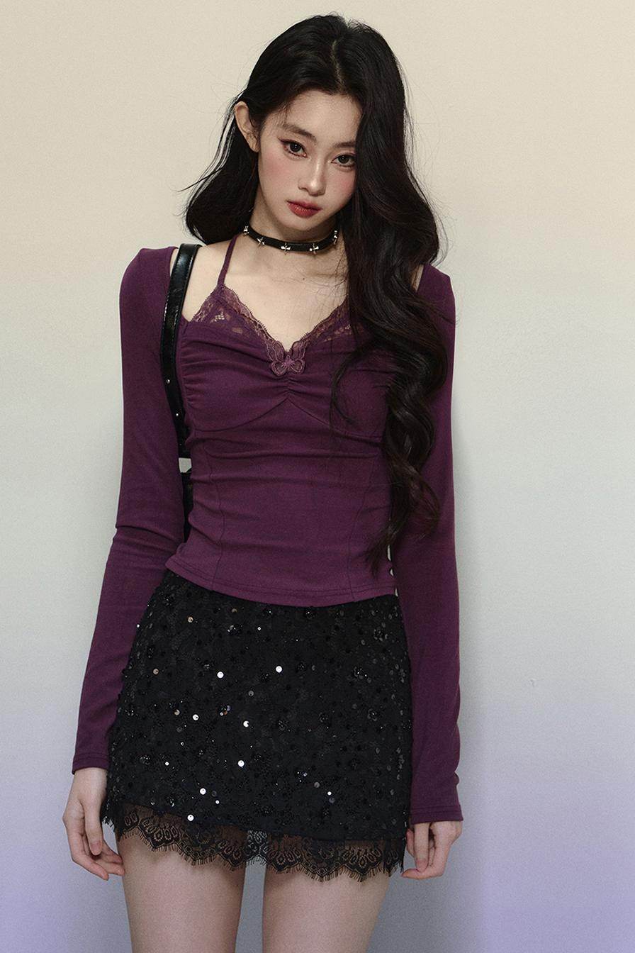 Lace Halter Embroidered Top - My Store