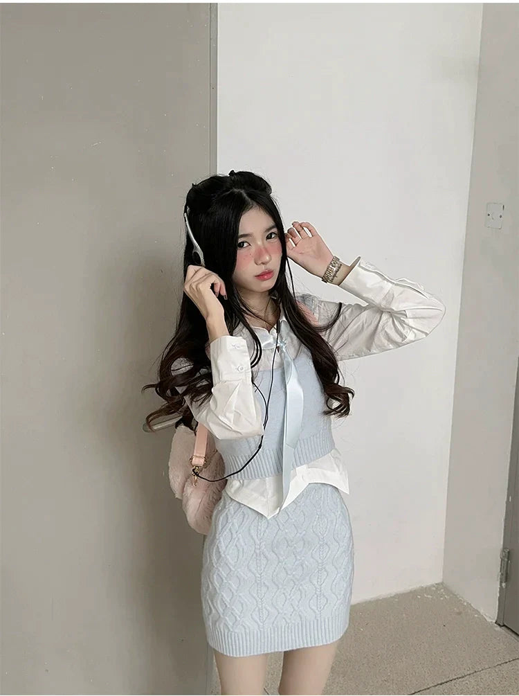 Knit Top & Skirt Set