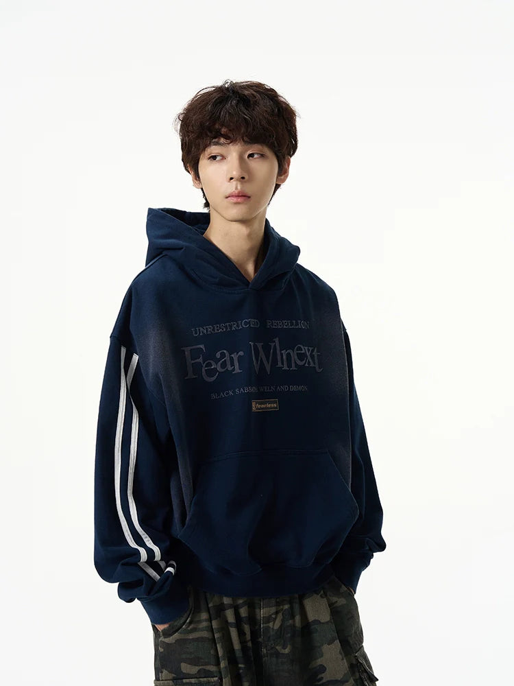 Oversize Washed Letter Hoodie