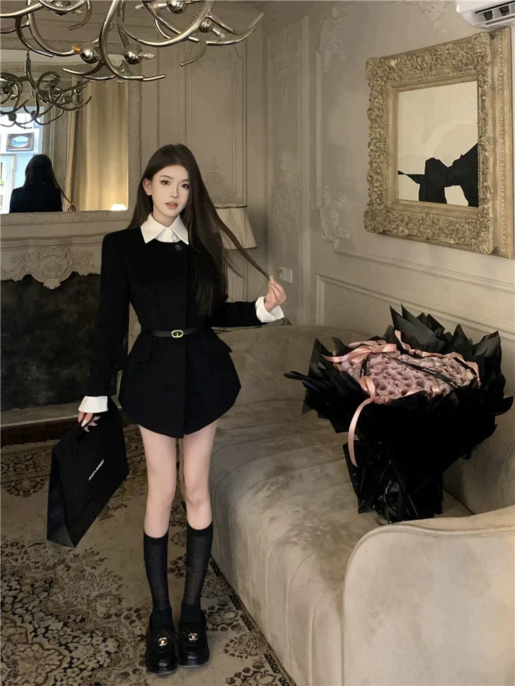 White Collar Belted Jacket