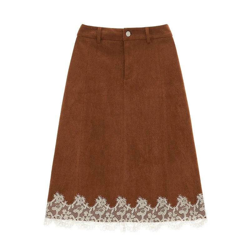 Vintage Suede Saede Jacket Lace Skirt Set-Up - My Store