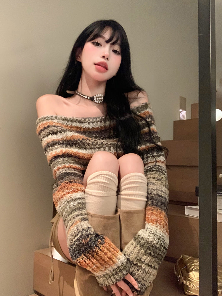 Striped Off Shoulder Sweater