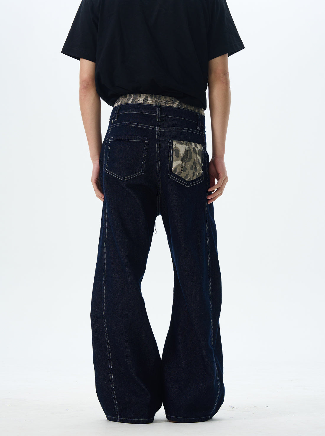 Camo Lined Wide Leg Jeans