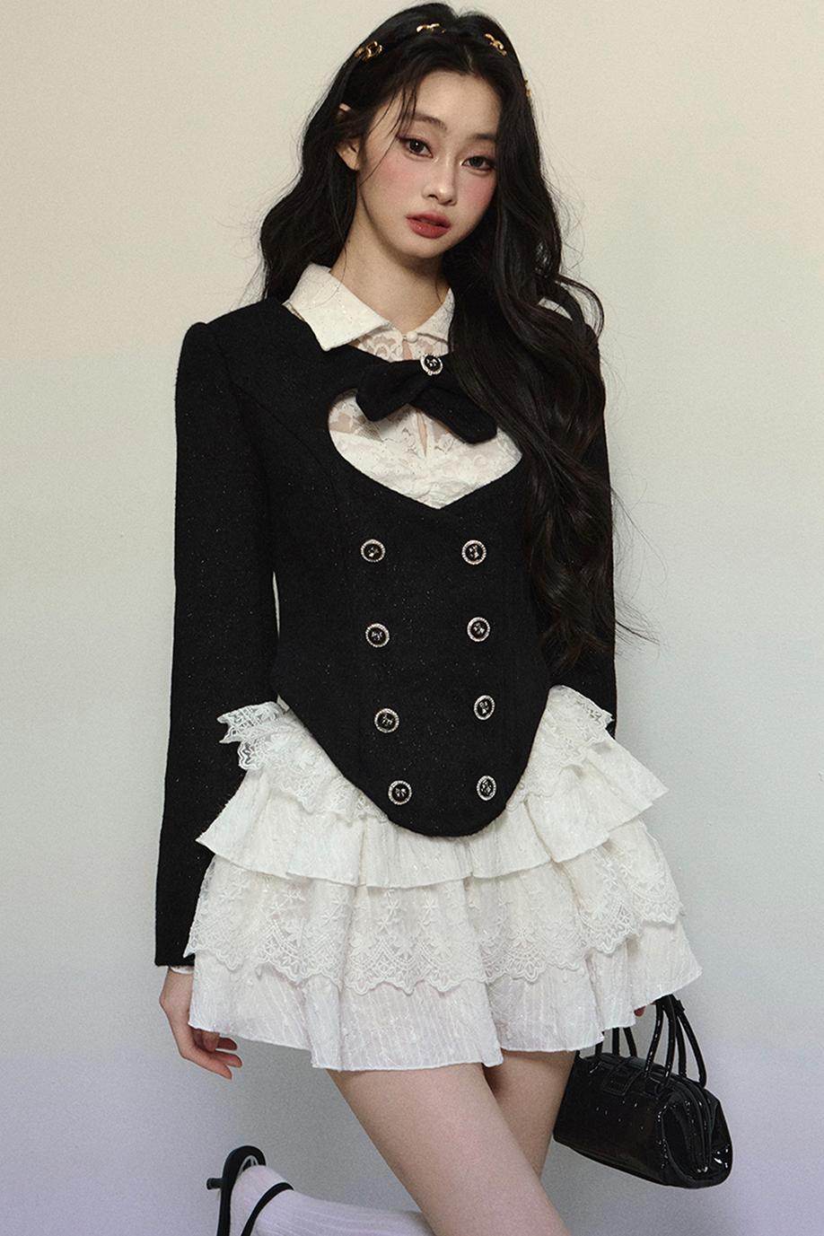 White Lace Fitted Short Dress - My Store