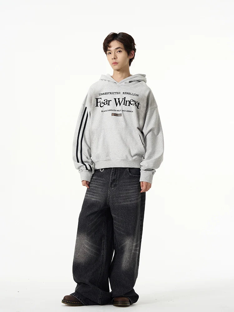 Oversize Washed Letter Hoodie