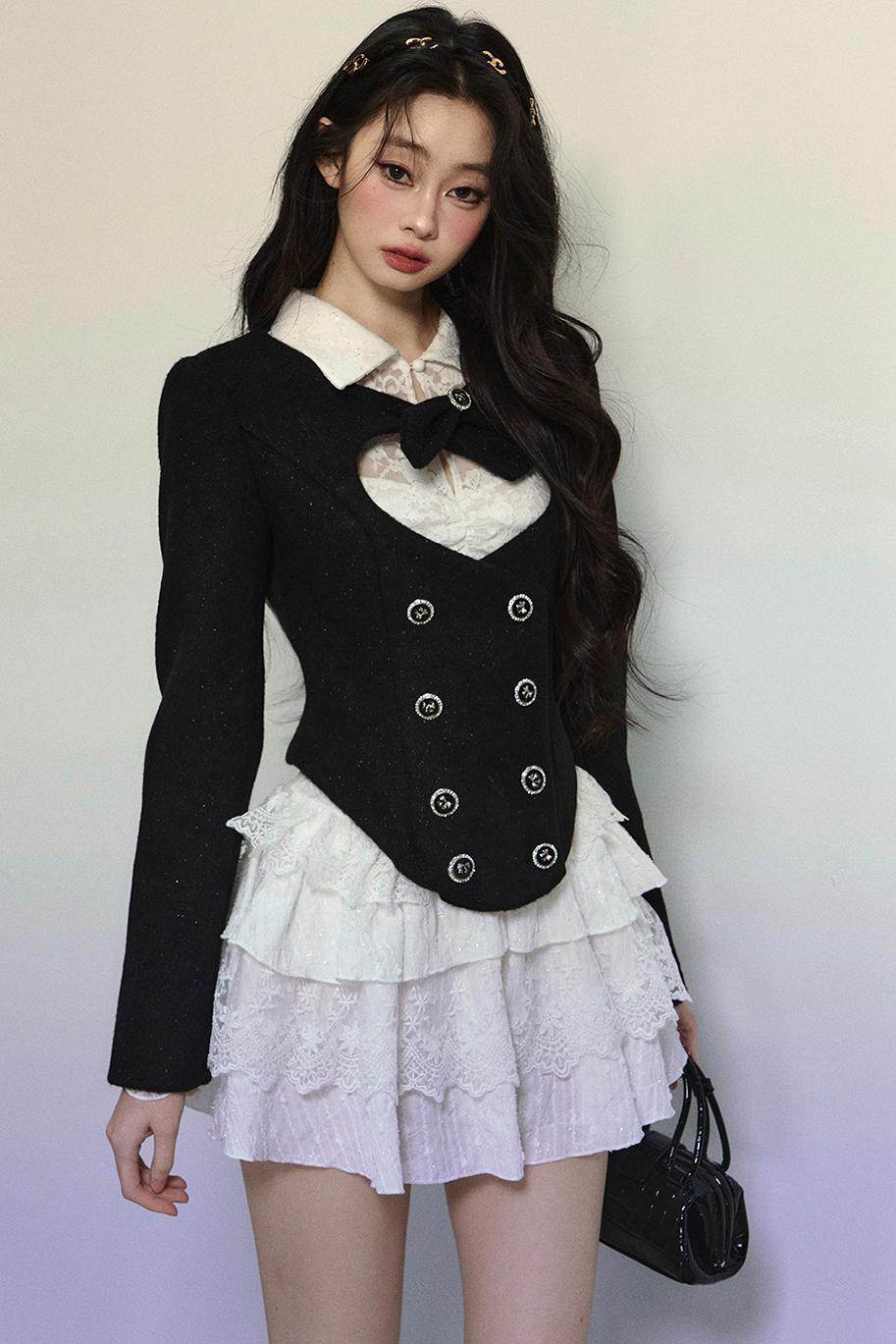 White Lace Fitted Short Dress - My Store