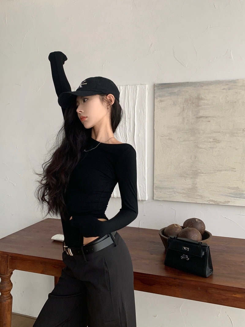 Backless Long Sleeve Top