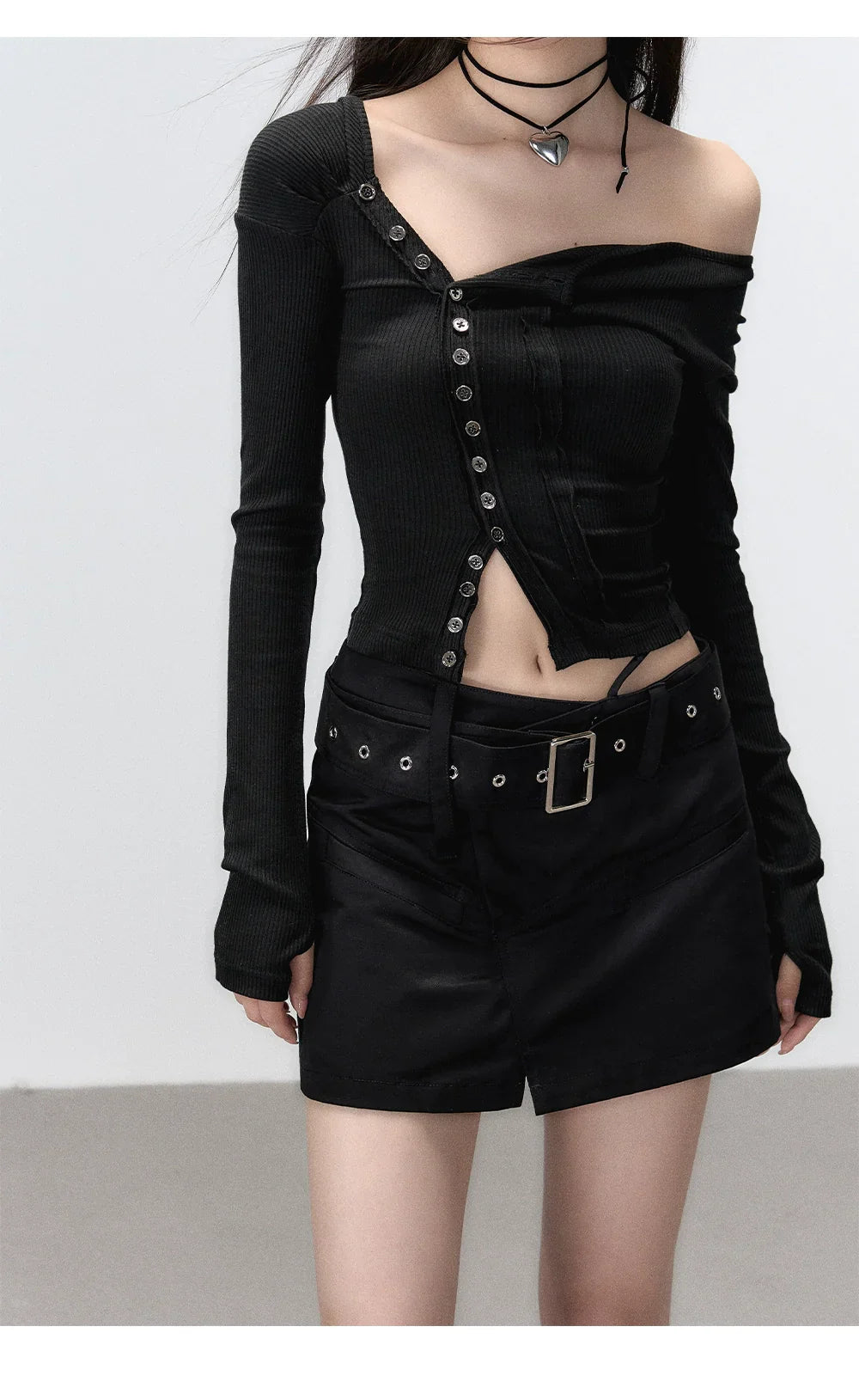 Andyet Asymmetrical Button Top