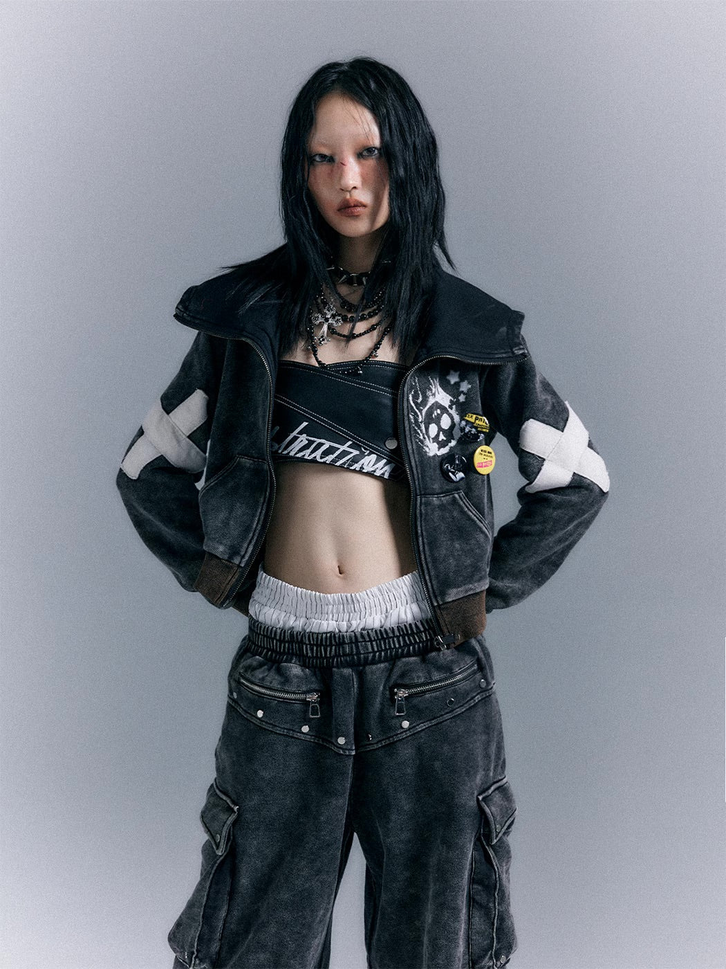 プリントフード付きセータージャケット