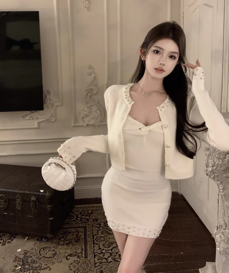 Snow Dress & Cardigan Set