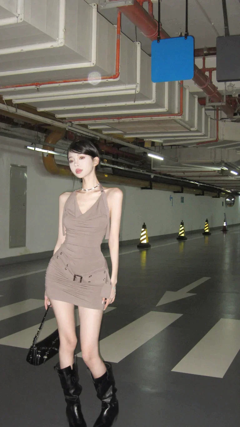 Brown Belted Dress