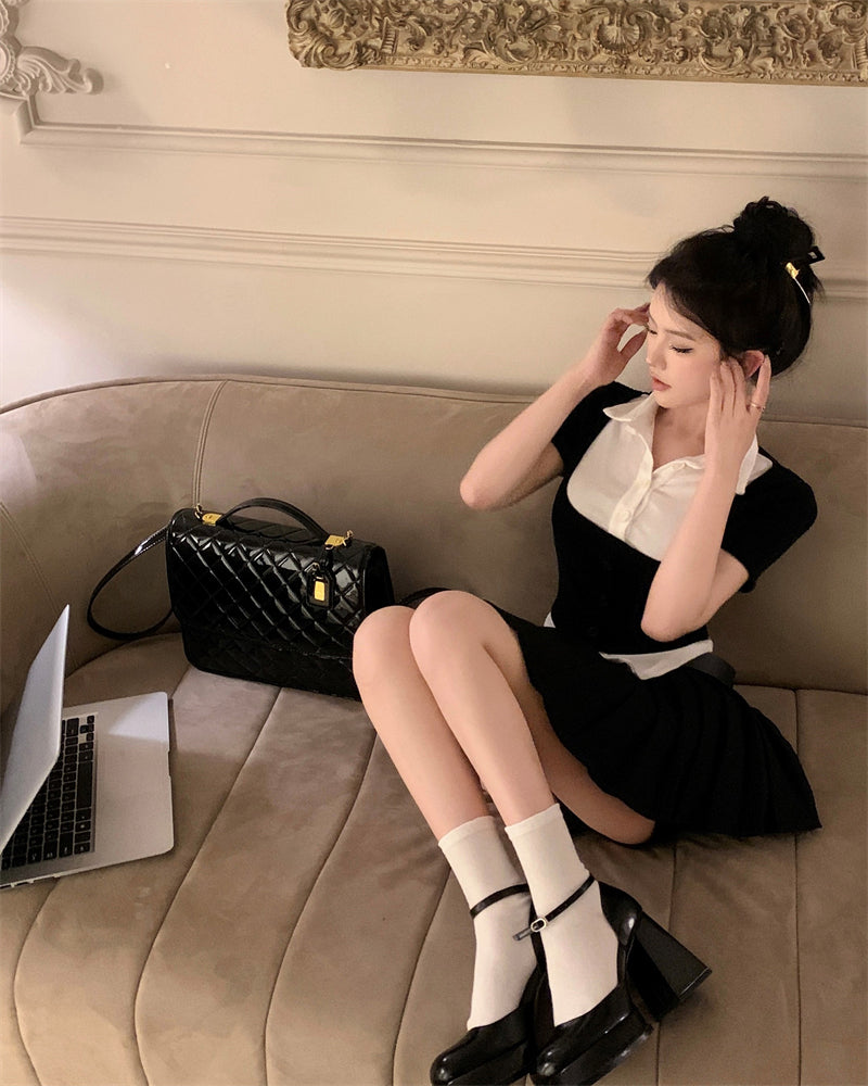 White Blouse With Black Accent Top