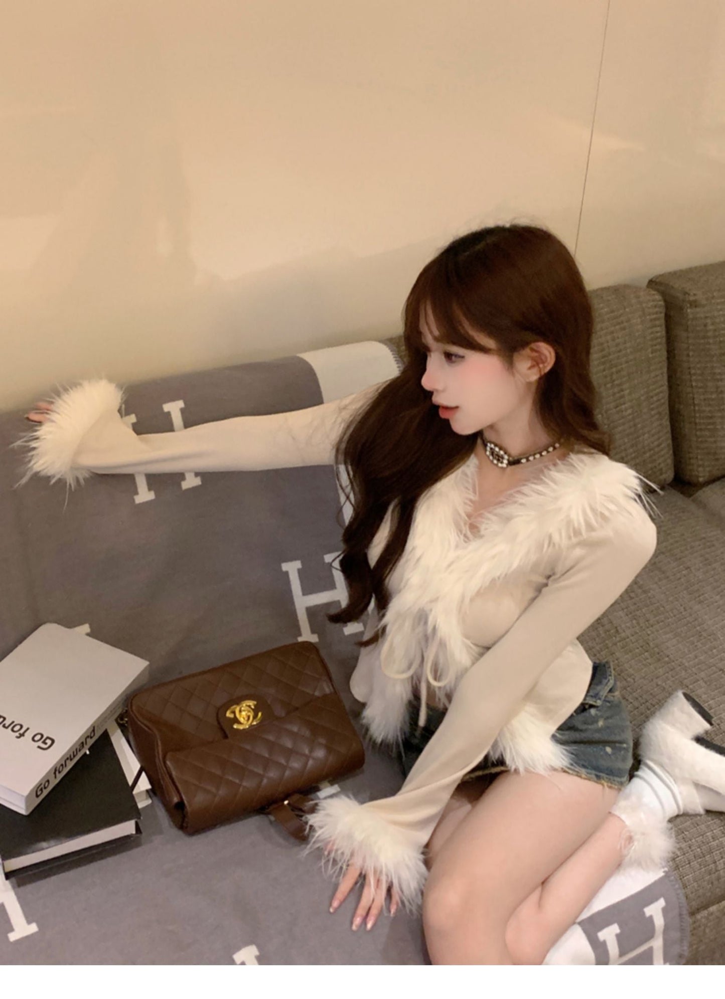 Fur Cardigan Top