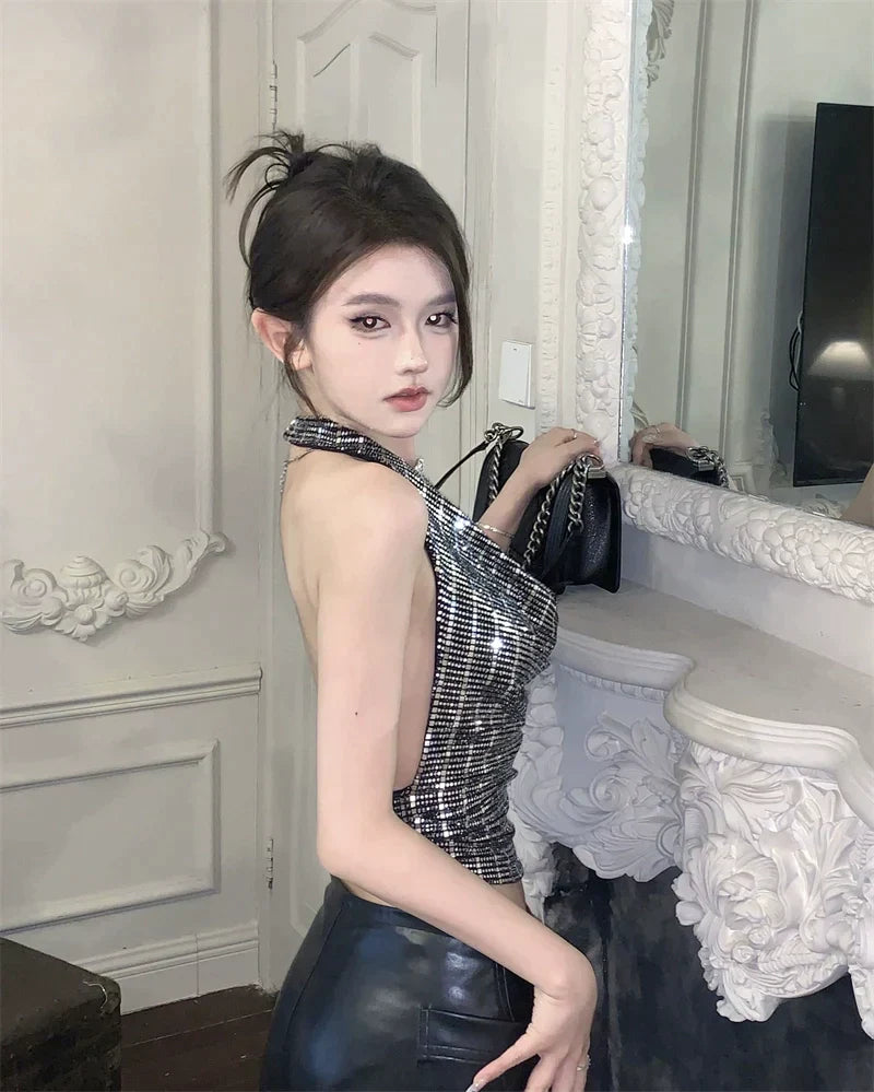 Sequin Halter Neck Top
