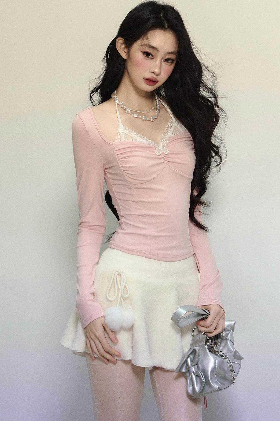 Lace Halter Embroidered Top - My Store