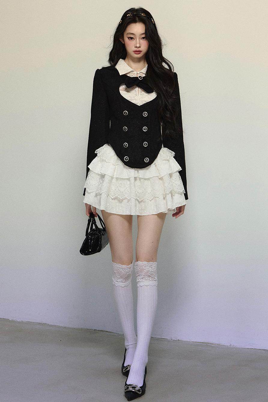 White Lace Fitted Short Dress - My Store