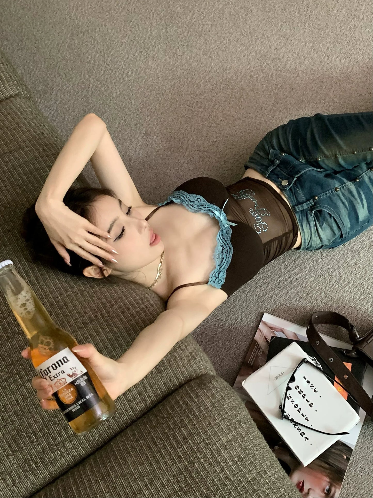 Blue Trim Tank Top