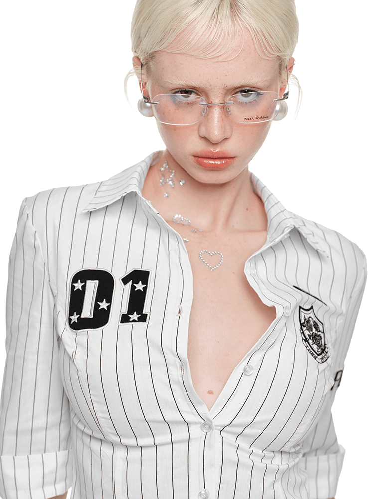 1Jinn Studio Black & White Striped Retro Shirt - My Store