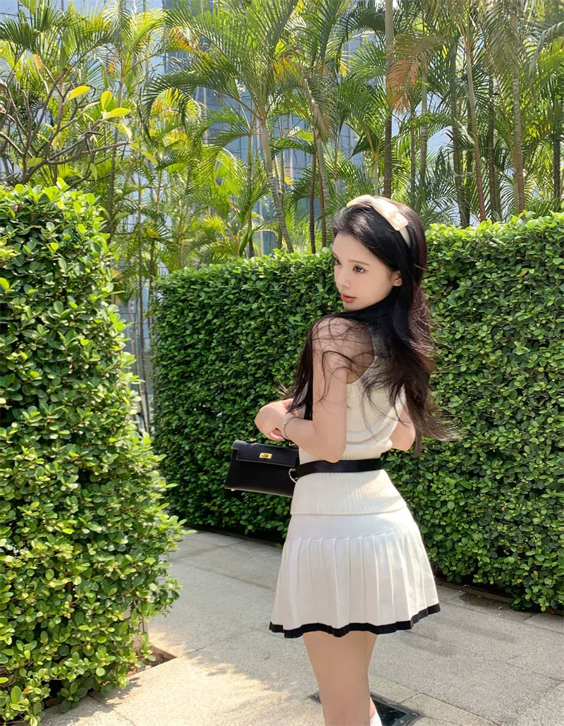 High Neck Top & Skirt Set