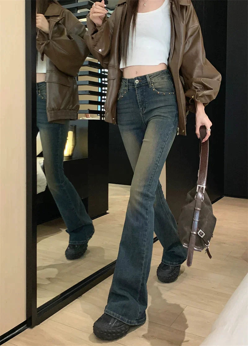 Fade Wash Flared Skinny Jeans