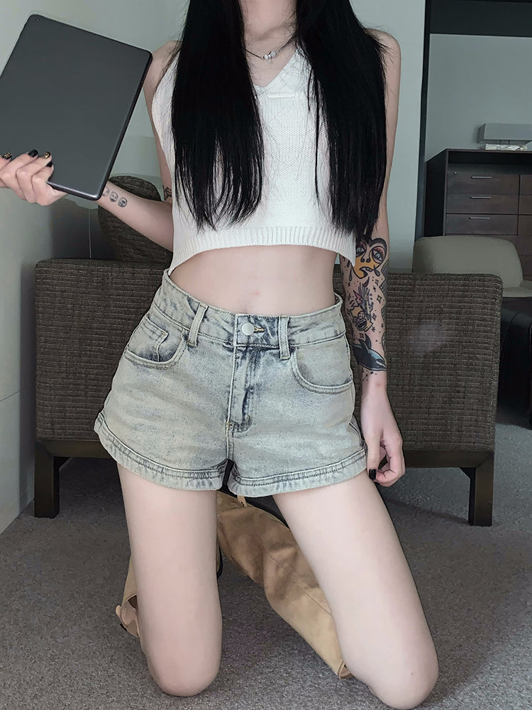 Zipper Back Pocket Shorts