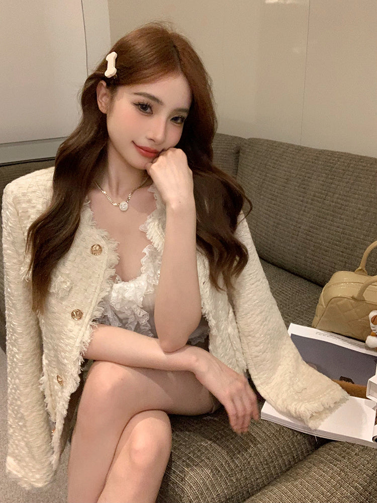 Gold Button White Jacket