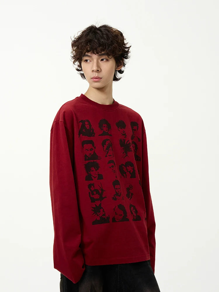 キャラクタープリントデザインロングスリーブTシャツ