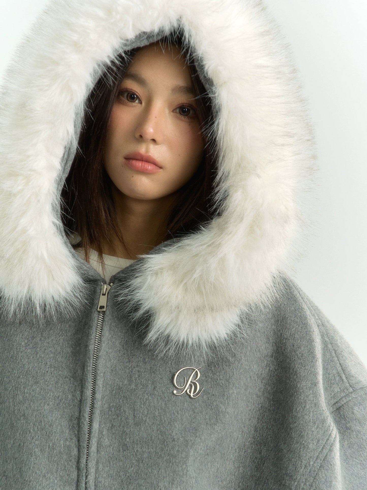 ファーカラーウールツイードジャケット