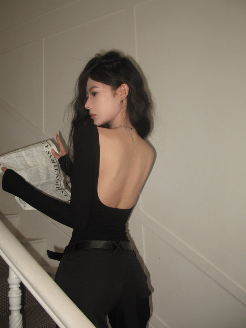 Backless Long Sleeve Top
