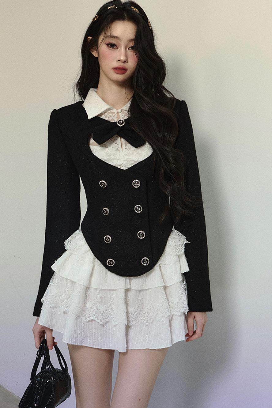 White Lace Fitted Short Dress - My Store