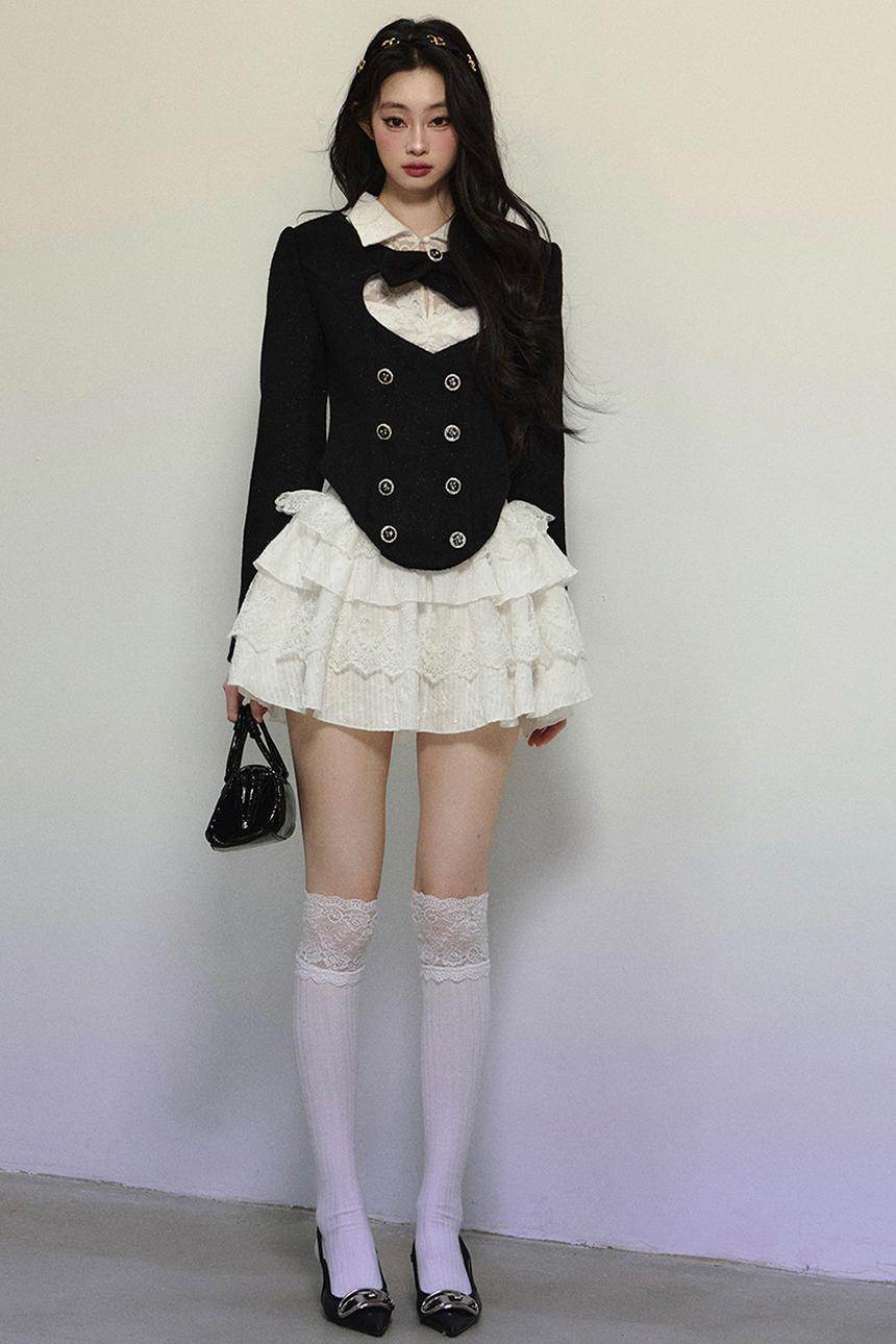 White Lace Fitted Short Dress - My Store