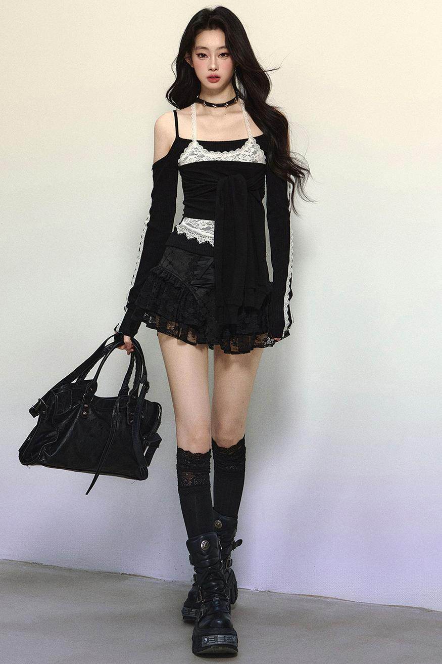 Off-Shoulder Halter Lace Top - My Store