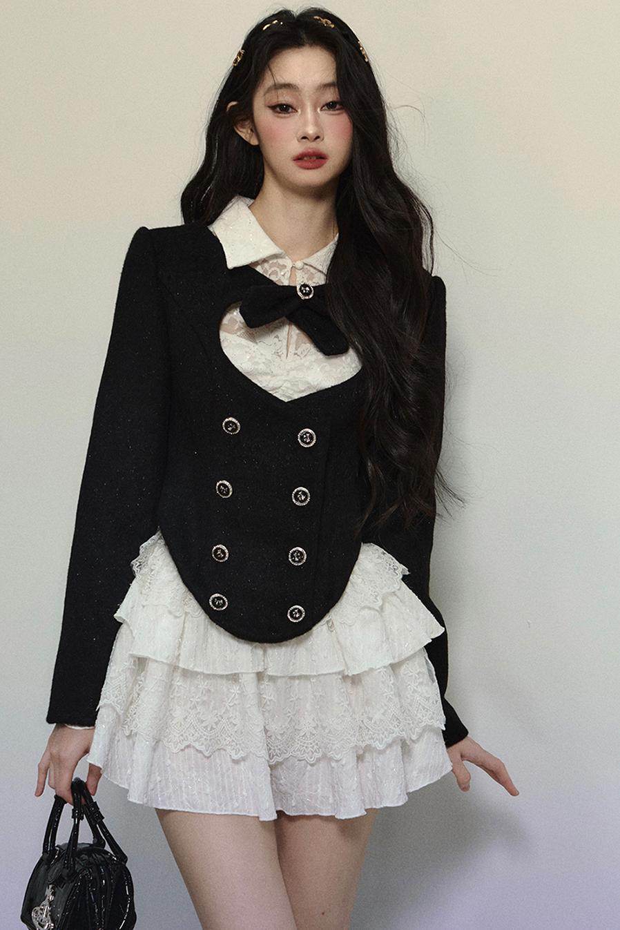 White Lace Fitted Short Dress - My Store