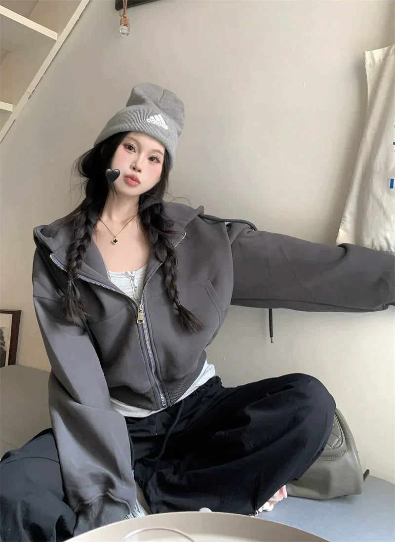 Zip Up Cropped Hoodie