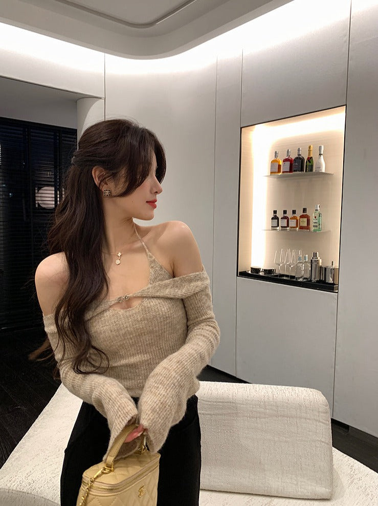 Halter Shrug Long Sleeve Top