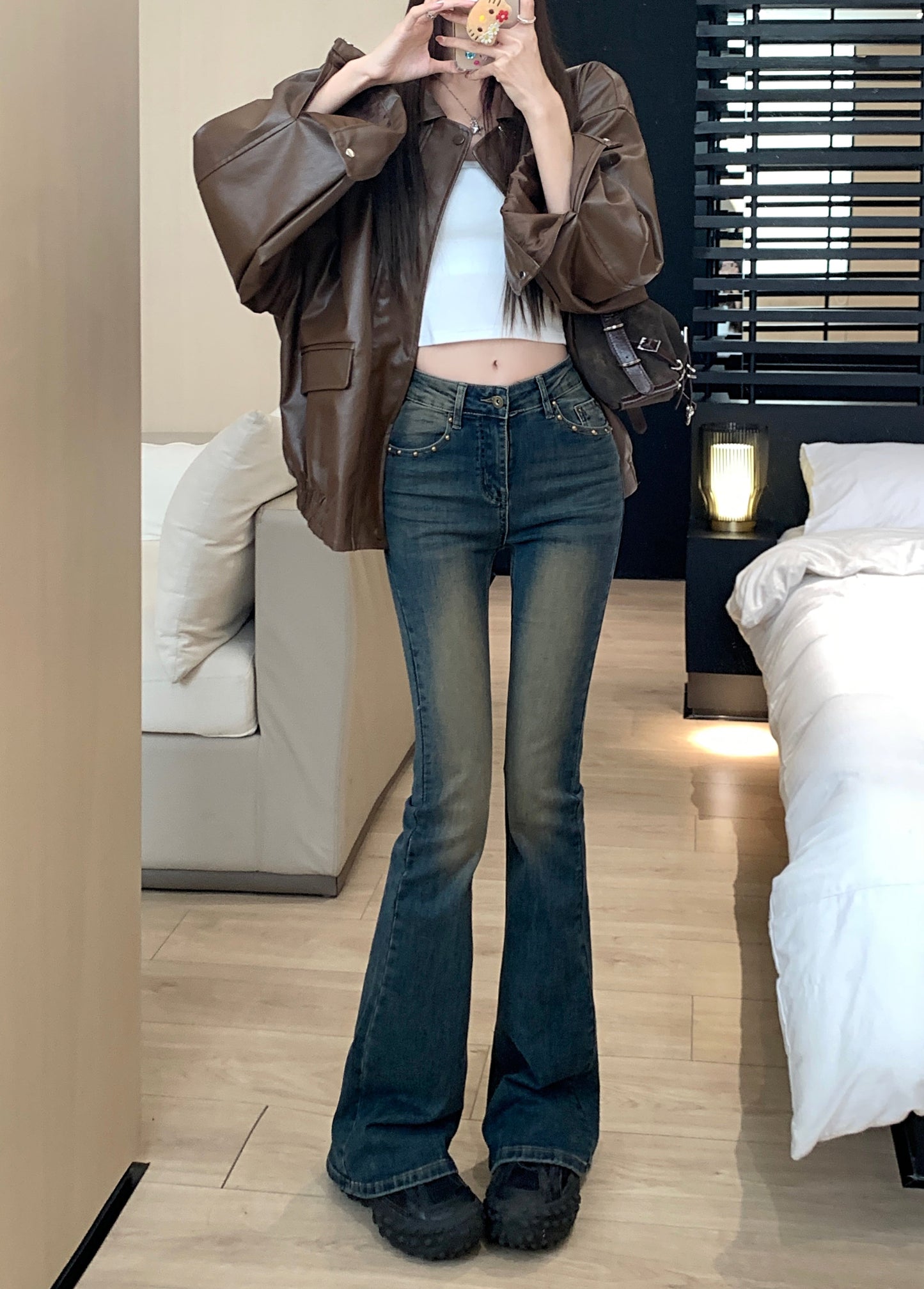 Fade Wash Flared Skinny Jeans
