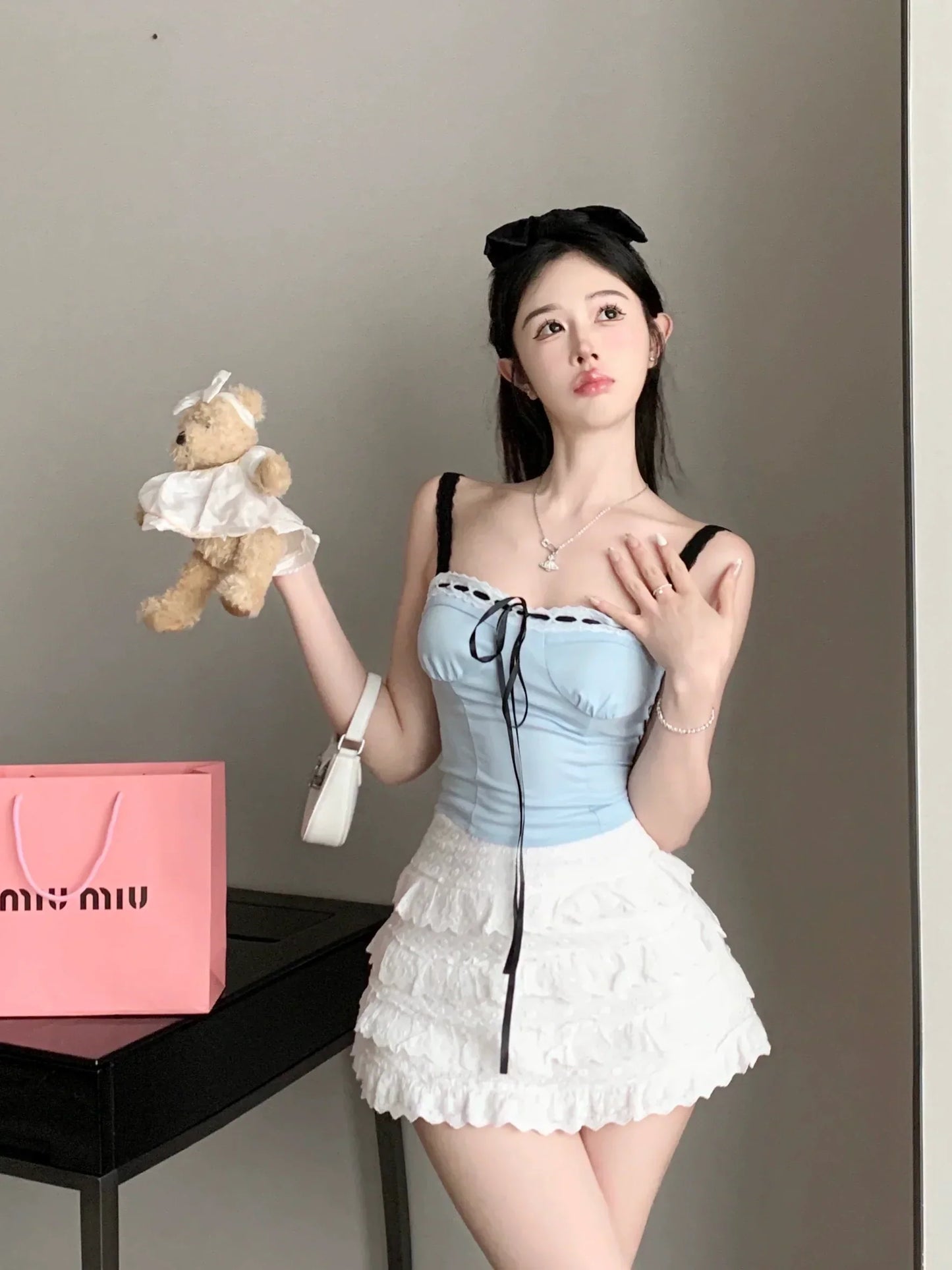 Contrast Ribbon Top