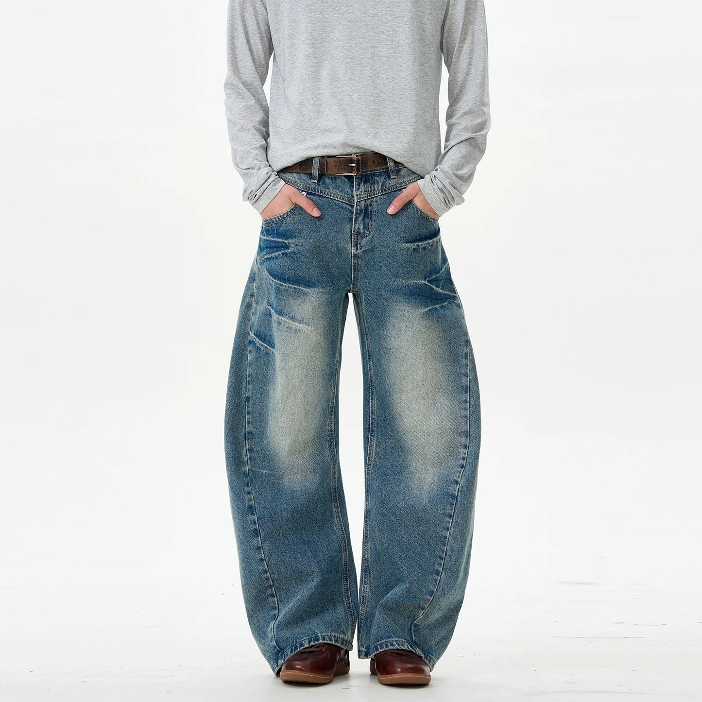Medium Wash Wide Leg Skater Jeans
