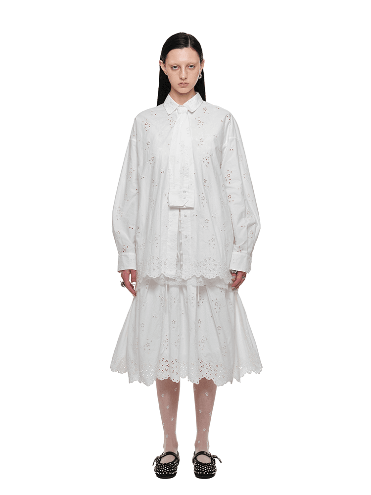 1Jinn Studio White Lace Jacquard Shirt - My Store