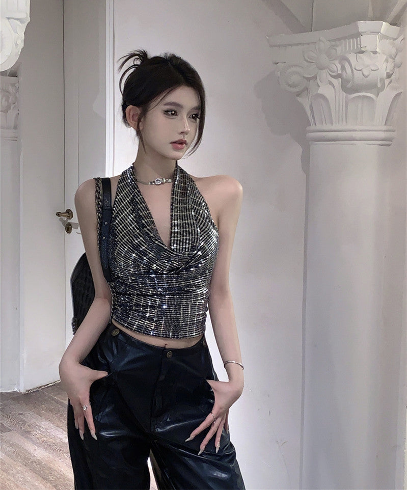 Sequin Halter Neck Top
