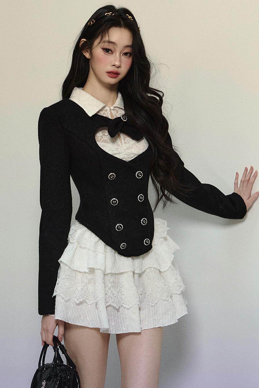 White Lace Fitted Short Dress - My Store