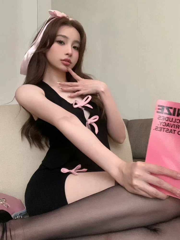 Pink Ribbon Top & Skirt Set