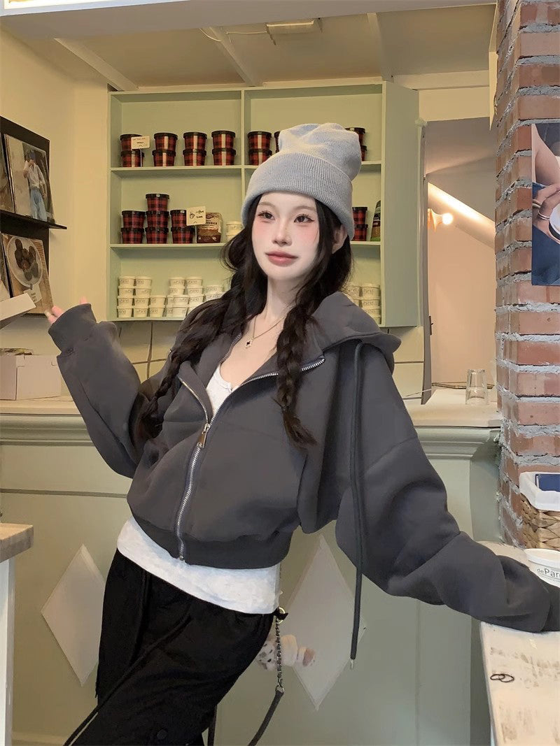 Zip Up Cropped Hoodie
