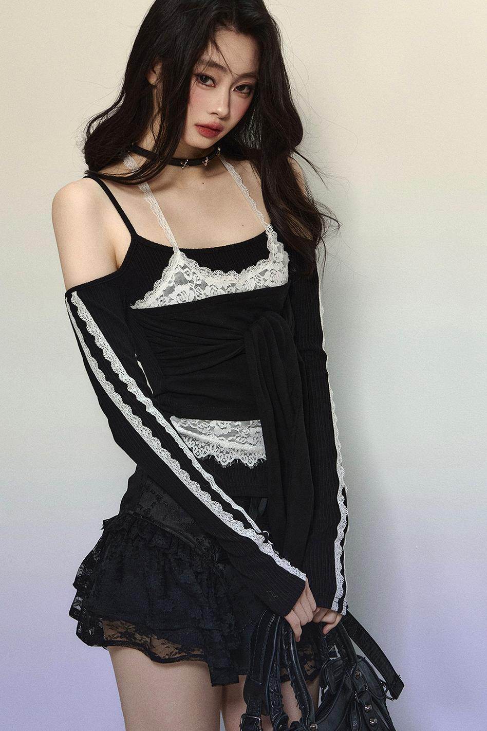 Off-Shoulder Halter Lace Top - My Store
