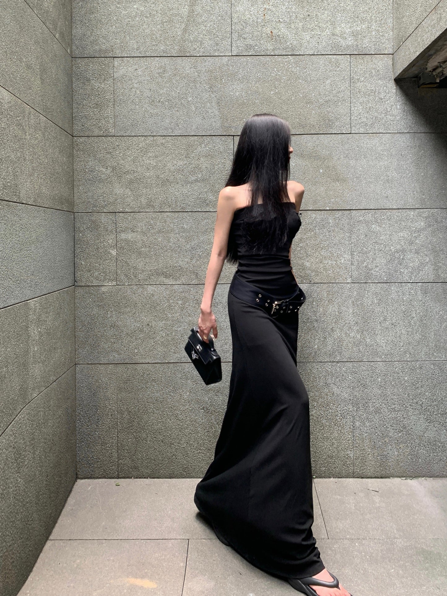 Belted Strapless Dress