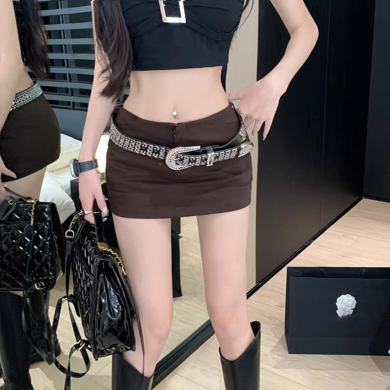 Mini Diamond Encrusted Belt Skirt